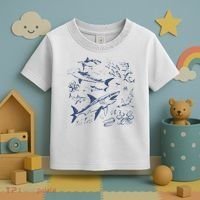 Retro Ocean Animal Wildlife Shark Fish Octopus Nature Toddler T-Shirt thumb 3