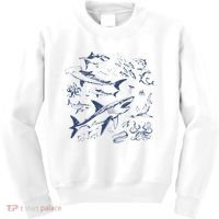 Retro Ocean Animal Wildlife Shark Fish Octopus Nature Kids Sweatshirt thumb 0