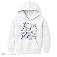 Retro Ocean Animal Wildlife Shark Fish Octopus Nature Kids Hoodie thumb 0