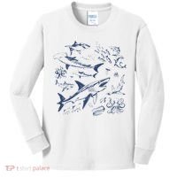 Retro Ocean Animal Wildlife Shark Fish Octopus Nature Kids Long Sleeve Shirt thumb 0