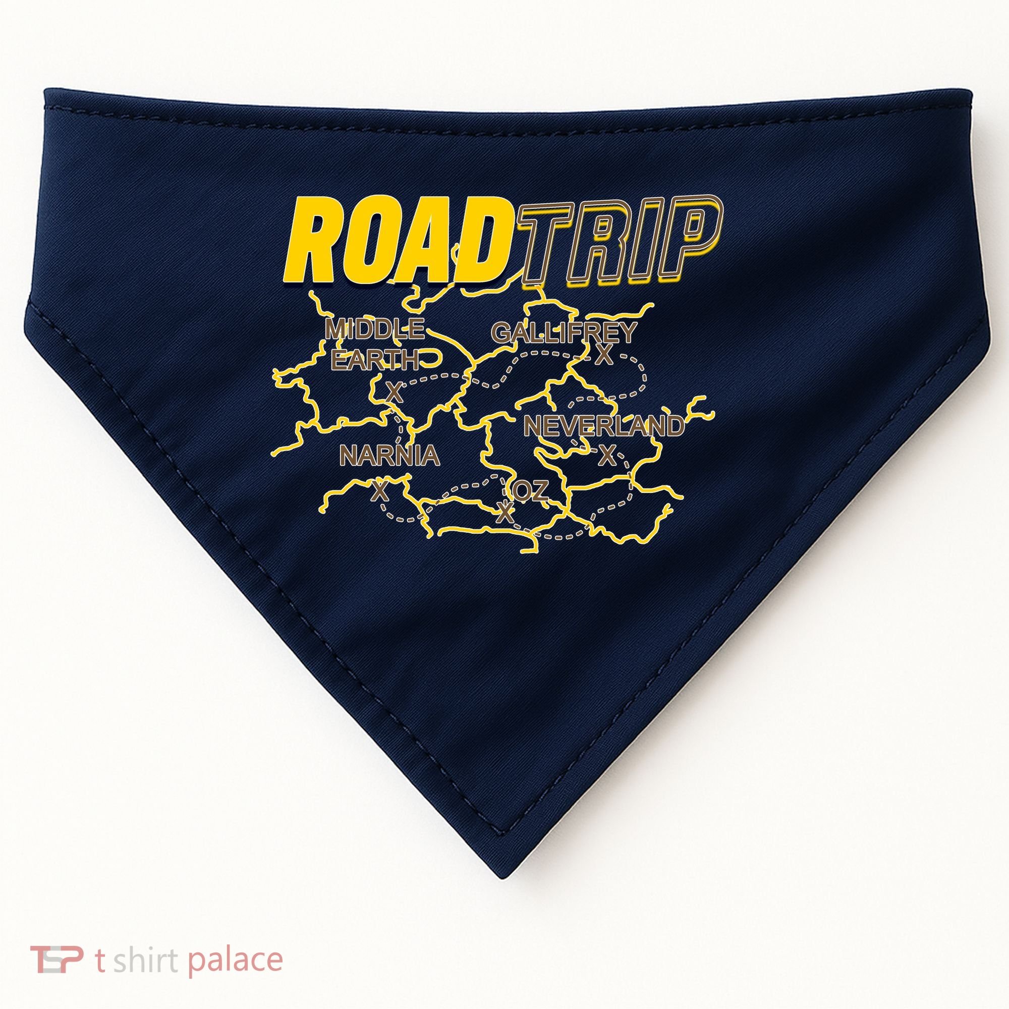 Road Trip Fantasy Treasure Map USA-Made Doggie Bandana