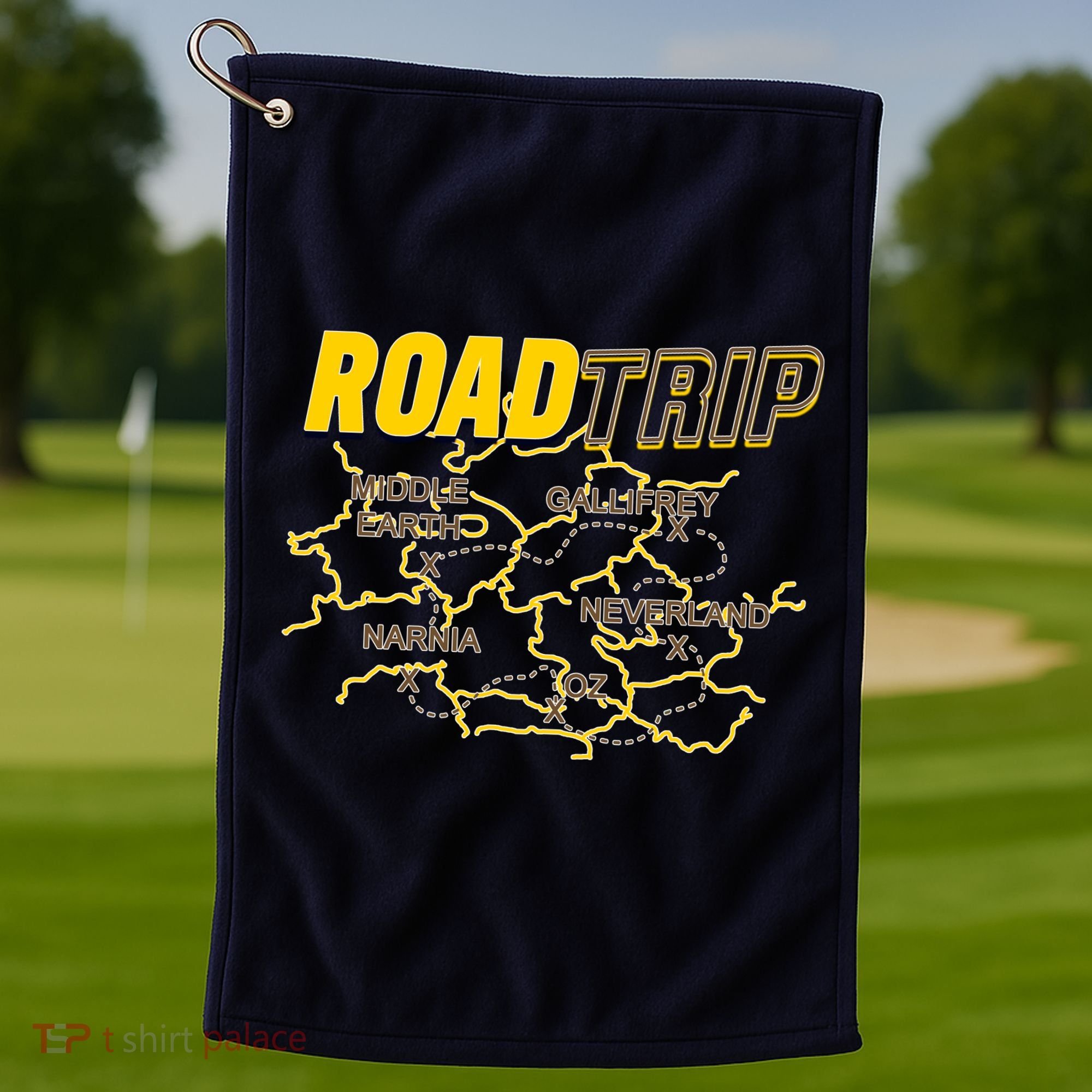 Road Trip Fantasy Treasure Map Golf Towel