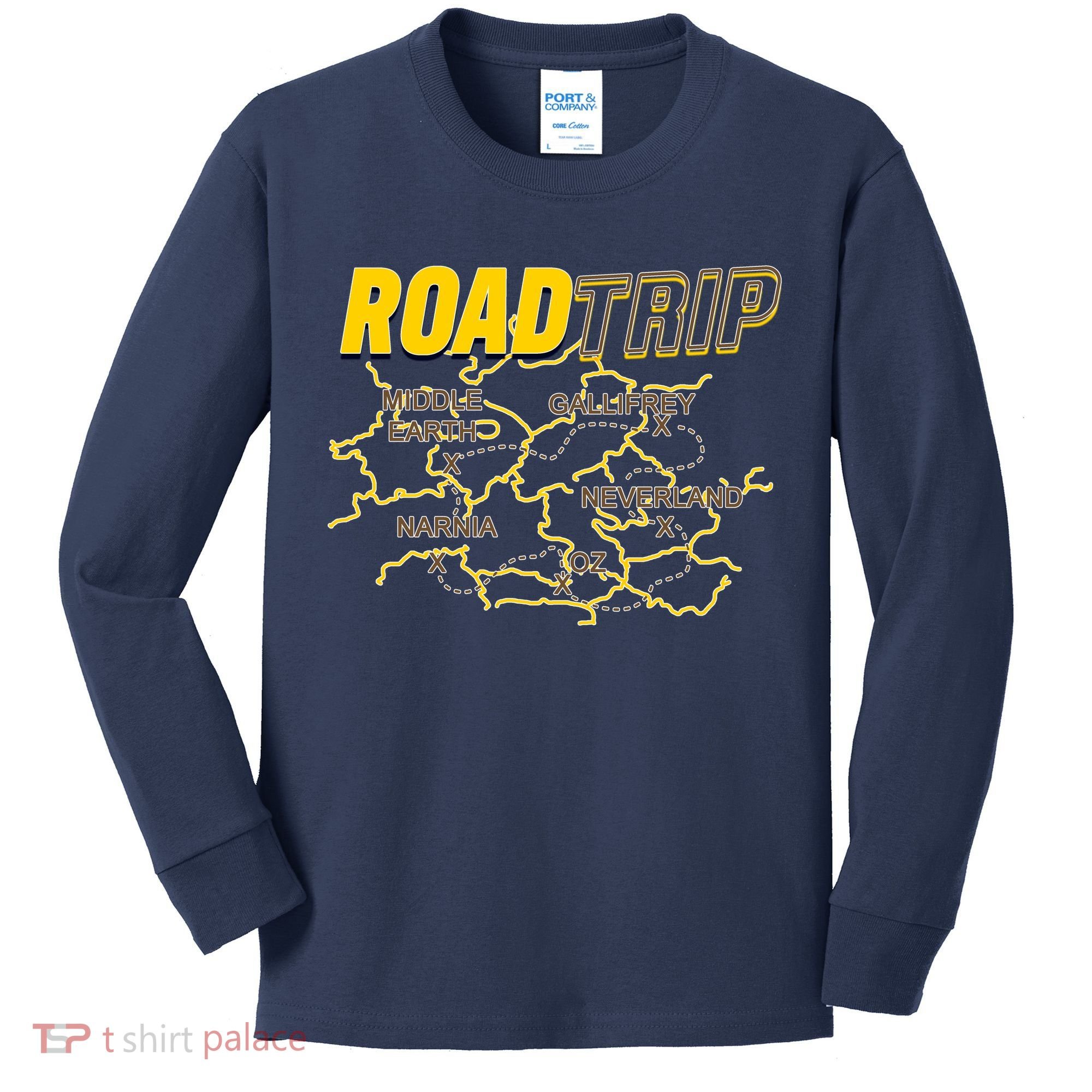 Road Trip Fantasy Treasure Map Kids Long Sleeve Shirt