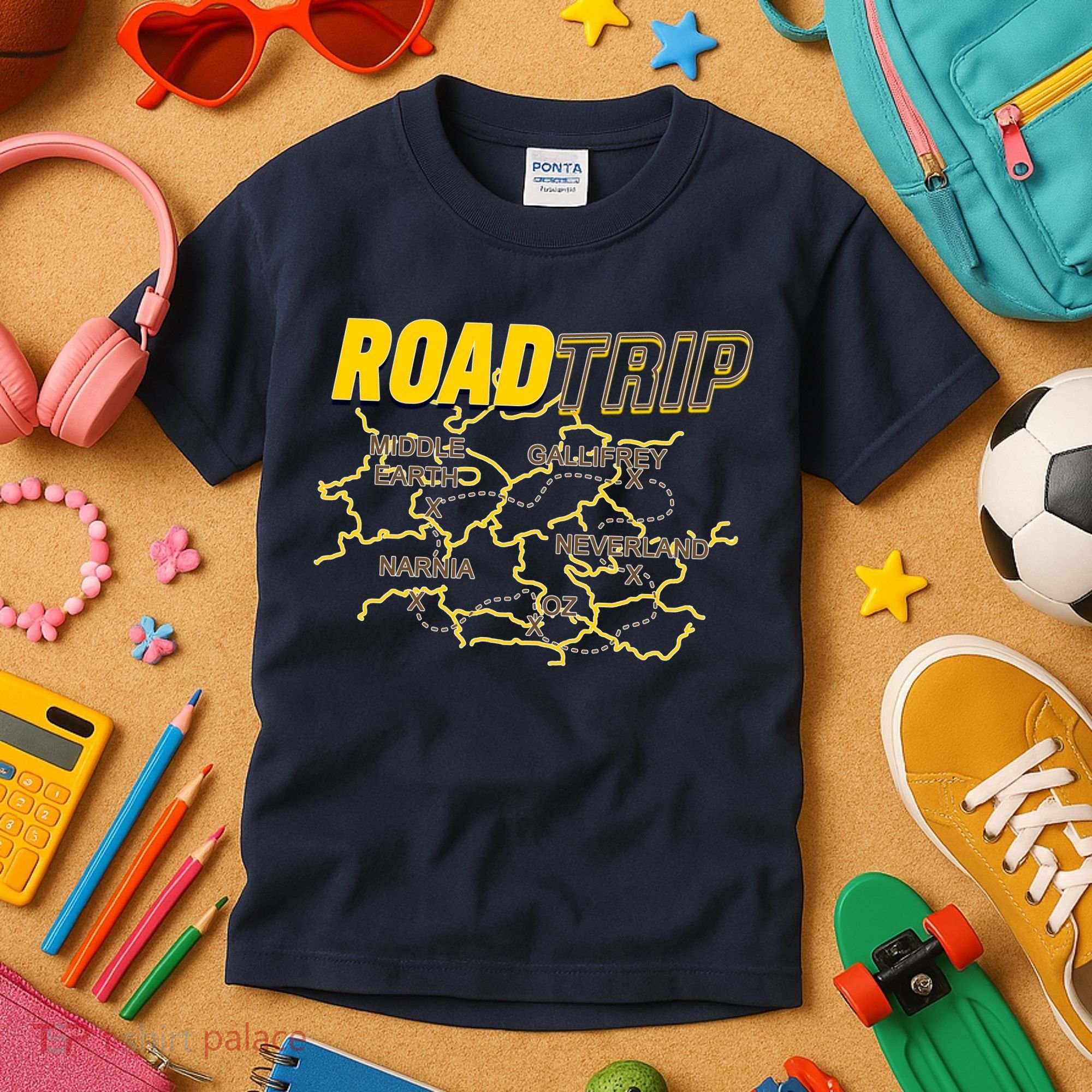Road Trip Fantasy Treasure Map Kids T-Shirt