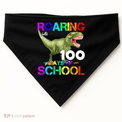 Roaring Into 100 Days Of School USA-Made Doggie Bandana