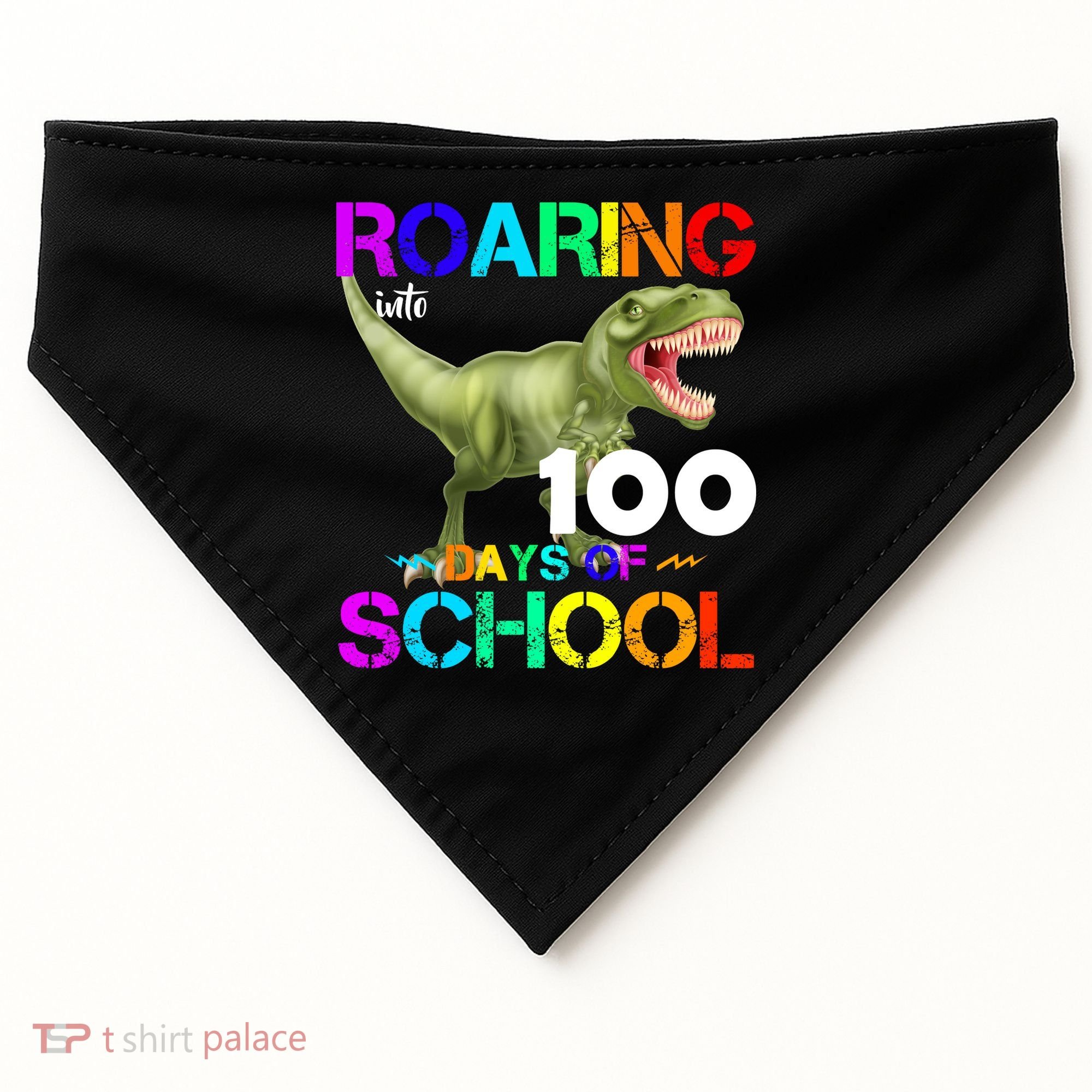 Roaring Into 100 Days Of School USA-Made Doggie Bandana