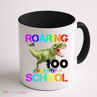 Roaring Into 100 Days Of School Coffee Mug thumb 1