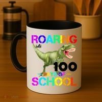 Roaring Into 100 Days Of School Coffee Mug thumb 4