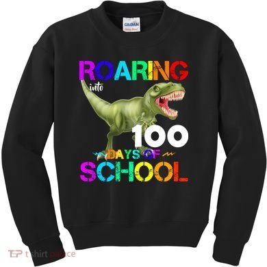 Roaring Into 100 Days Of School Kids Sweatshirt