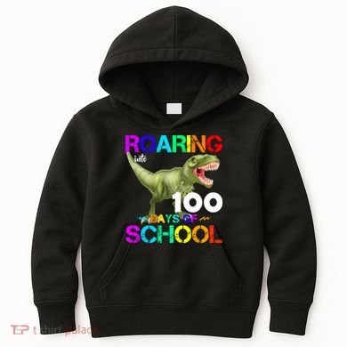 Roaring Into 100 Days Of School Kids Hoodie