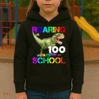 Roaring Into 100 Days Of School Kids Hoodie thumb 3