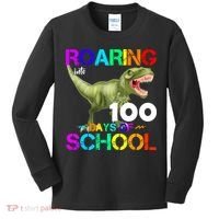 Roaring Into 100 Days Of School Kids Long Sleeve Shirt thumb 0