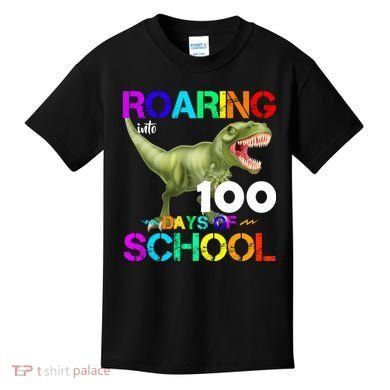Roaring Into 100 Days Of School Kids T-Shirt