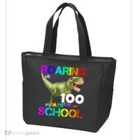 Roaring Into 100 Days Of School Tote Bag thumb 3