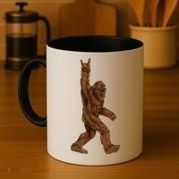 Rock On Bigfoot Sasquatch Loves Rock And Roll Sunglasses On Coffee Mug thumb 4