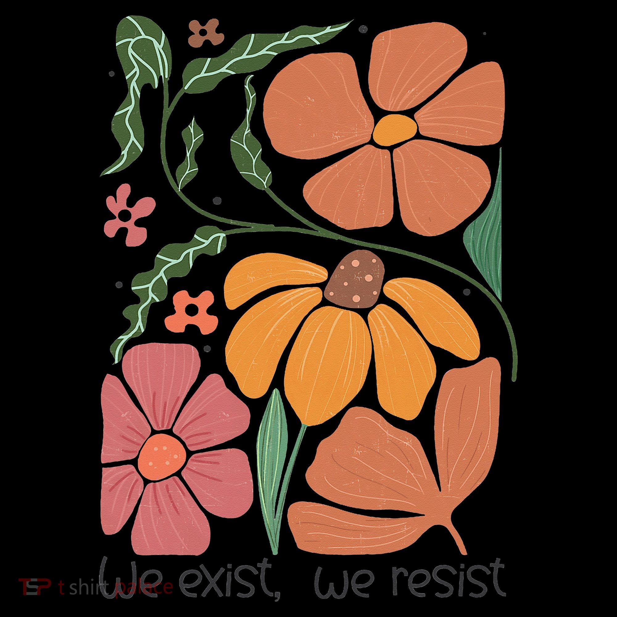 Retro Orange Blooms Groovy Floral We Exist We Resist Coffee Mug