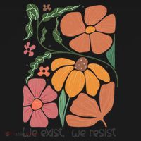Retro Orange Blooms Groovy Floral We Exist We Resist Women's Hoodie thumb 2
