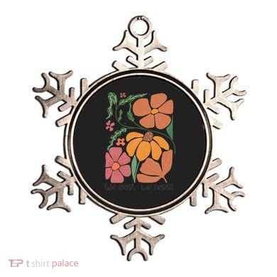 Retro Orange Blooms Groovy Floral We Exist We Resist Ornament