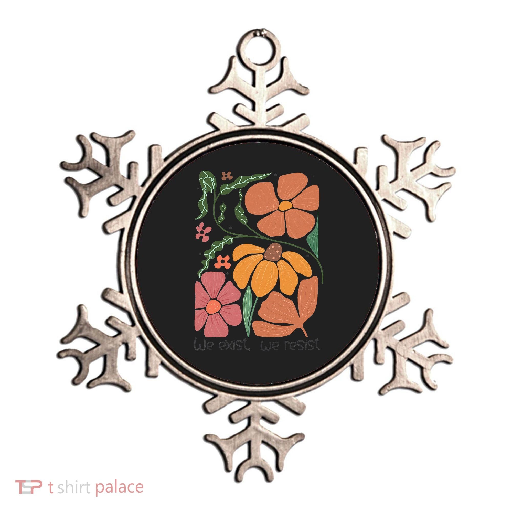 Retro Orange Blooms Groovy Floral We Exist We Resist Ornament