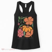 Retro Orange Blooms Groovy Floral We Exist We Resist Women's Tank Top thumb 0