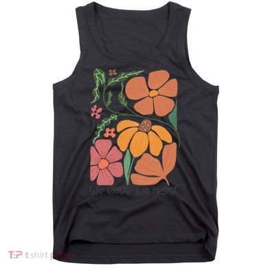 Retro Orange Blooms Groovy Floral We Exist We Resist Tank Top
