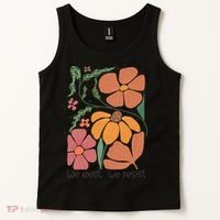 Retro Orange Blooms Groovy Floral We Exist We Resist Tank Top thumb 2