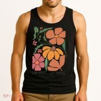 Retro Orange Blooms Groovy Floral We Exist We Resist Tank Top thumb 3
