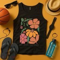 Retro Orange Blooms Groovy Floral We Exist We Resist Tank Top thumb 4