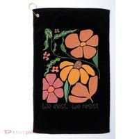 Retro Orange Blooms Groovy Floral We Exist We Resist Golf Towel thumb 0