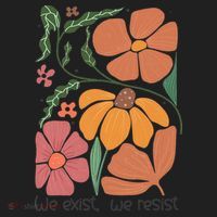 Retro Orange Blooms Groovy Floral We Exist We Resist Golf Towel thumb 3