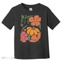 Retro Orange Blooms Groovy Floral We Exist We Resist Toddler T-Shirt thumb 0