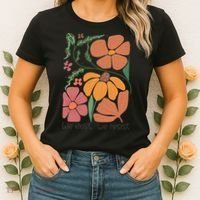 Retro Orange Blooms Groovy Floral We Exist We Resist Women's T-Shirt thumb 2