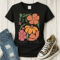 Retro Orange Blooms Groovy Floral We Exist We Resist Women's T-Shirt thumb 3