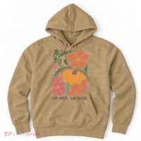 Retro Orange Blooms Groovy Floral We Exist We Resist Hoodie thumb 0