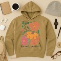 Retro Orange Blooms Groovy Floral We Exist We Resist Hoodie thumb 3