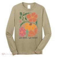 Retro Orange Blooms Groovy Floral We Exist We Resist Long Sleeve Shirt thumb 0