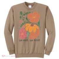 Retro Orange Blooms Groovy Floral We Exist We Resist Sweatshirt thumb 0