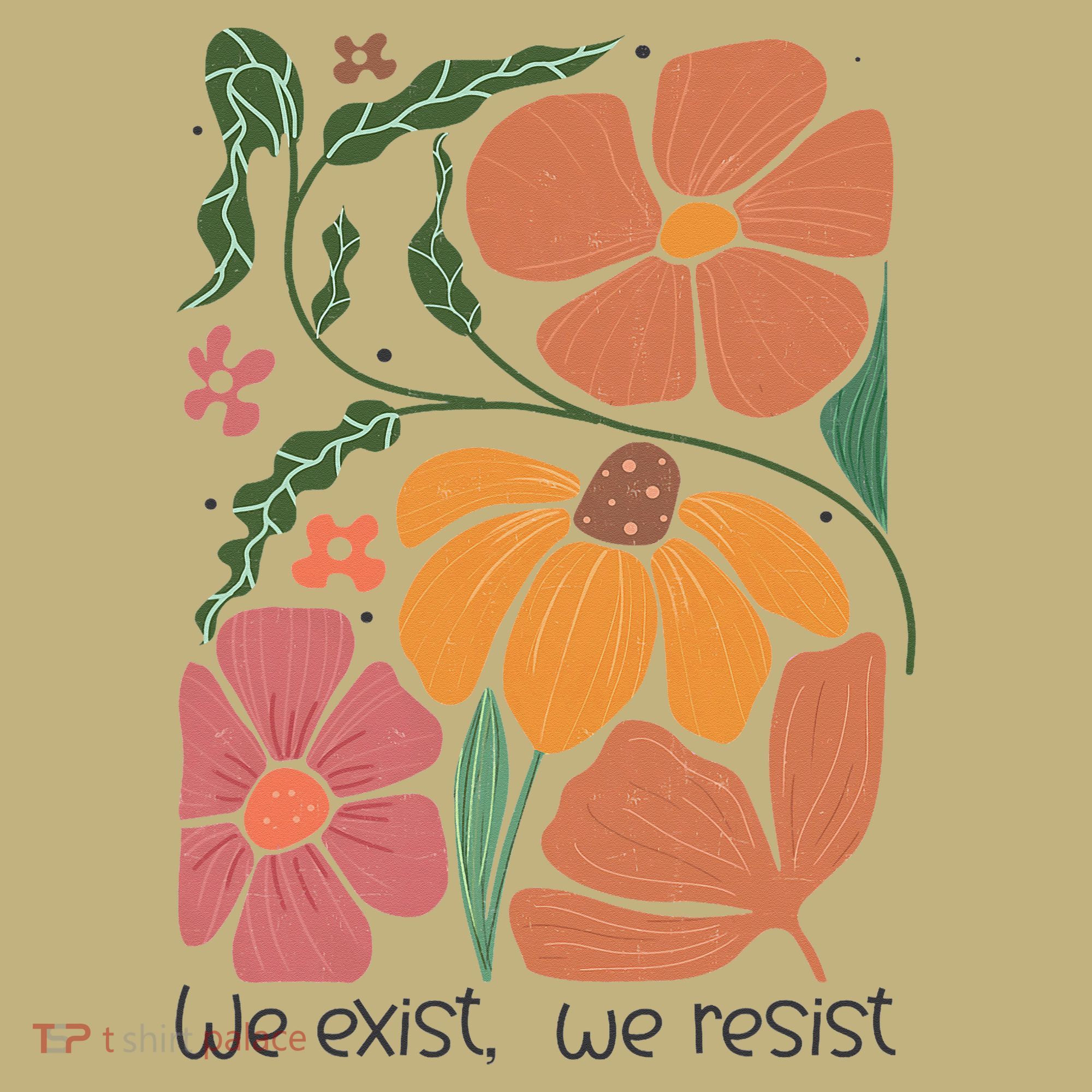 Retro Orange Blooms Groovy Floral We Exist We Resist Sweatshirt