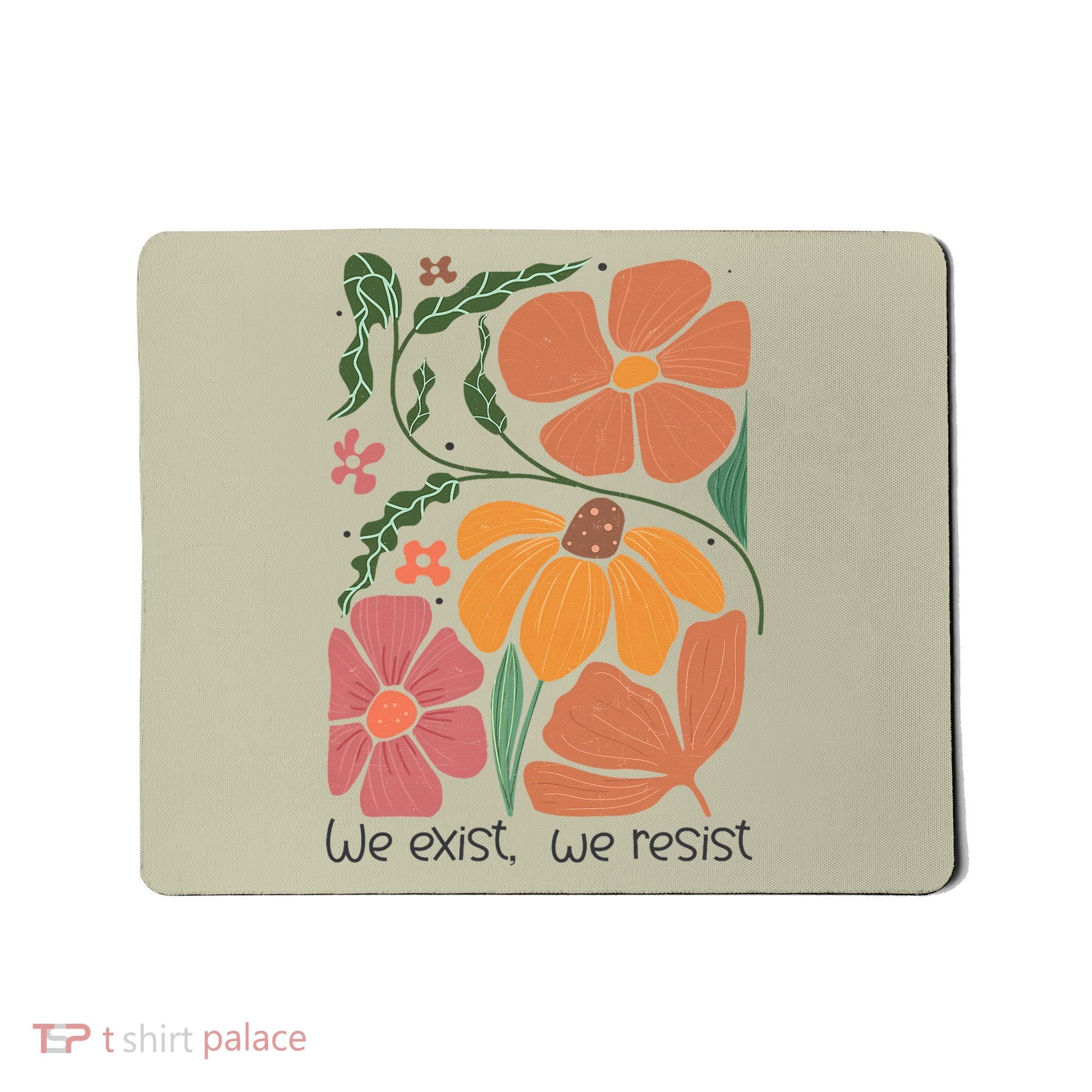 Retro Orange Blooms Groovy Floral We Exist We Resist Mousepad