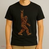 Rock On Bigfoot Sasquatch Loves Rock And Roll Sunglasses On T-Shirt thumb 3