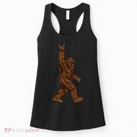 Rock On Bigfoot Sasquatch Loves Rock And Roll Sunglasses On Women's Tank Top thumb 0