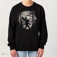 Rock On Bigfoot Sasquatch Loves Rock And Roll Mountain Trees Women's Sweatshirt thumb 0