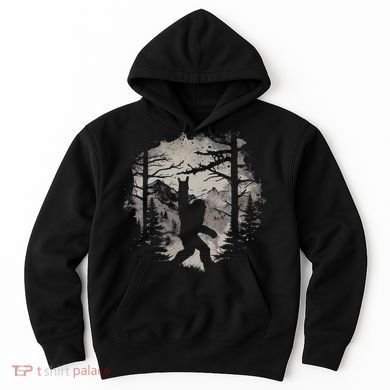 Rock On Bigfoot Sasquatch Loves Rock And Roll Mountain Trees Hoodie
