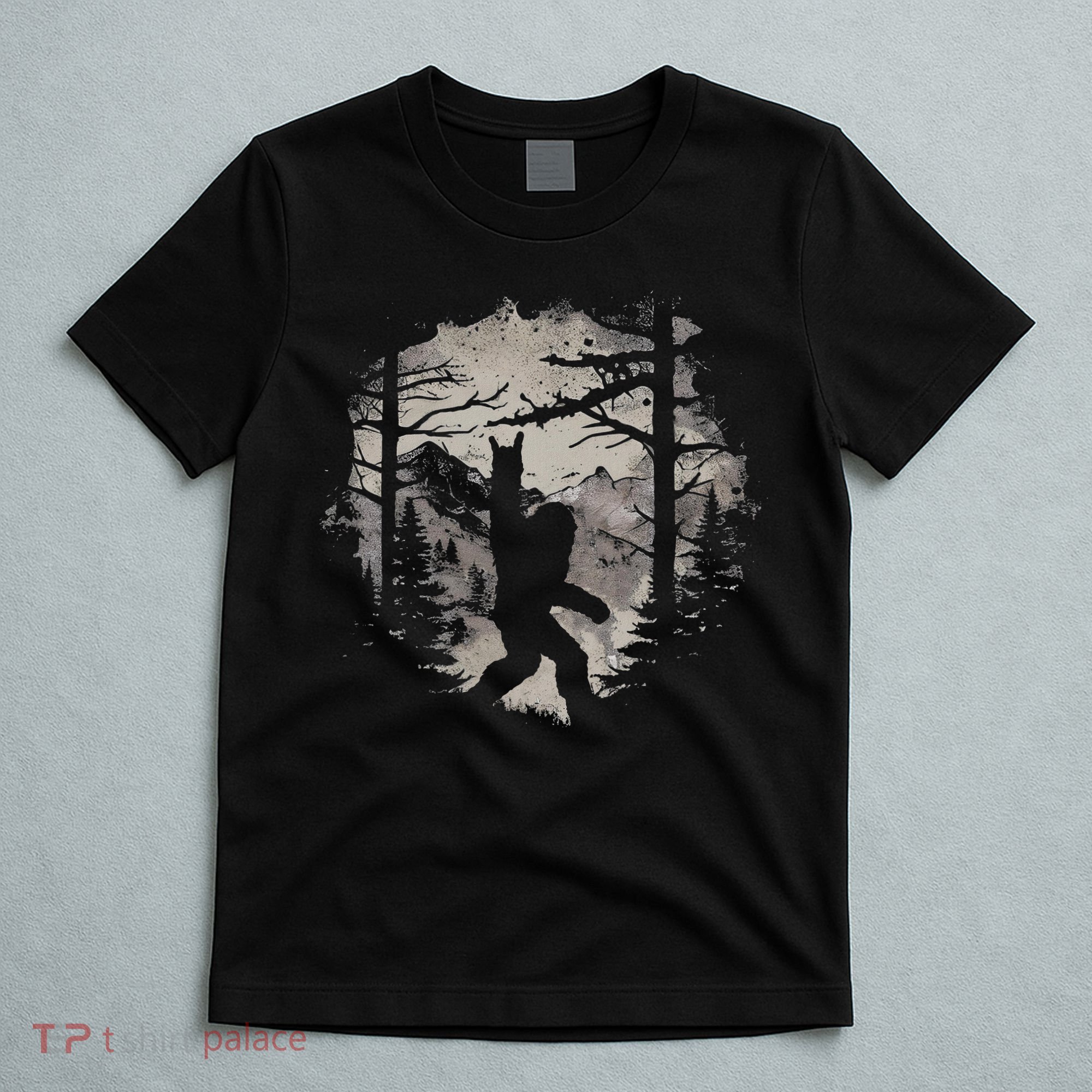 Rock On Bigfoot Sasquatch Loves Rock And Roll Mountain Trees T-Shirt