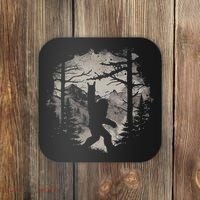 Rock On Bigfoot Sasquatch Loves Rock And Roll Mountain Trees Coaster thumb 0
