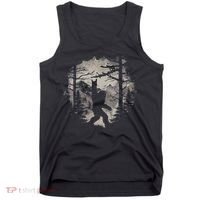 Rock On Bigfoot Sasquatch Loves Rock And Roll Mountain Trees Tank Top thumb 0