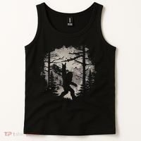 Rock On Bigfoot Sasquatch Loves Rock And Roll Mountain Trees Tank Top thumb 2