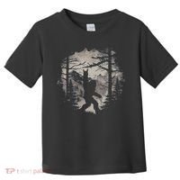 Rock On Bigfoot Sasquatch Loves Rock And Roll Mountain Trees Toddler T-Shirt thumb 0