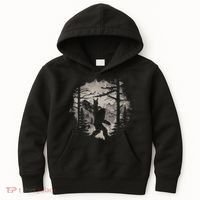 Rock On Bigfoot Sasquatch Loves Rock And Roll Mountain Trees Kids Hoodie thumb 0