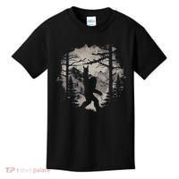 Rock On Bigfoot Sasquatch Loves Rock And Roll Mountain Trees Kids T-Shirt thumb 0